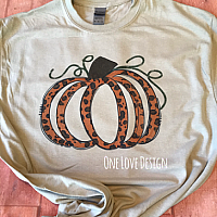Brown and Orange Leopard Print Pumpkin Tee