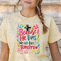 Because He Lives Floral Vinyl Tee