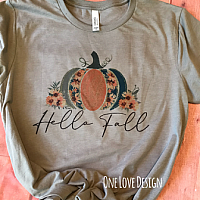 Hello Fall Pumpkins and Flowers Tee