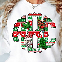 Christmas Sweater Monogram Vinyl Tee