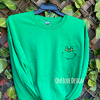 Grinch Face Embroidered Sweatshirt